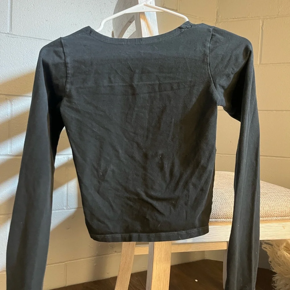 Brandy Melville, Black long sleeve crop top. - Picture 2 of 2